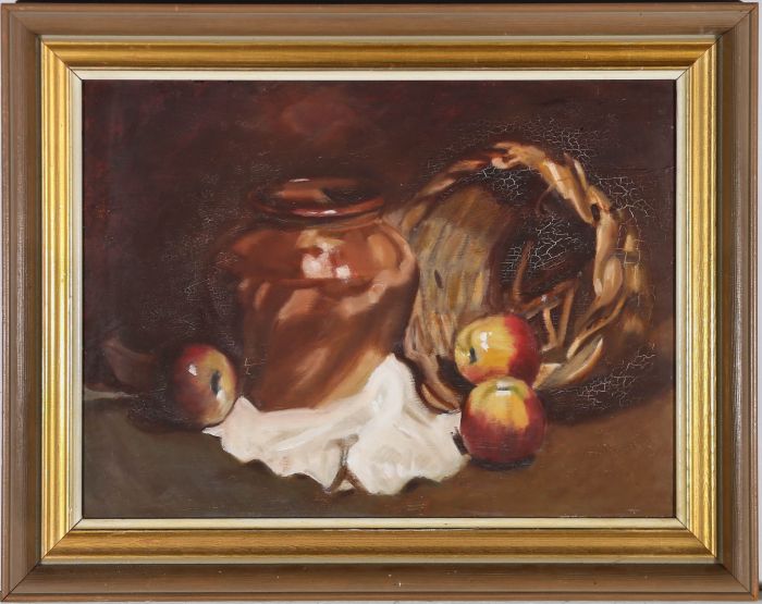 Framed 20th Century Oil - Still life with Apples