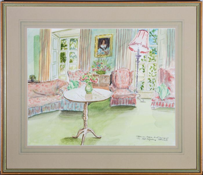 M. Berman  - 1992 Watercolour, Lounge of The Old Rectory, Littleworth