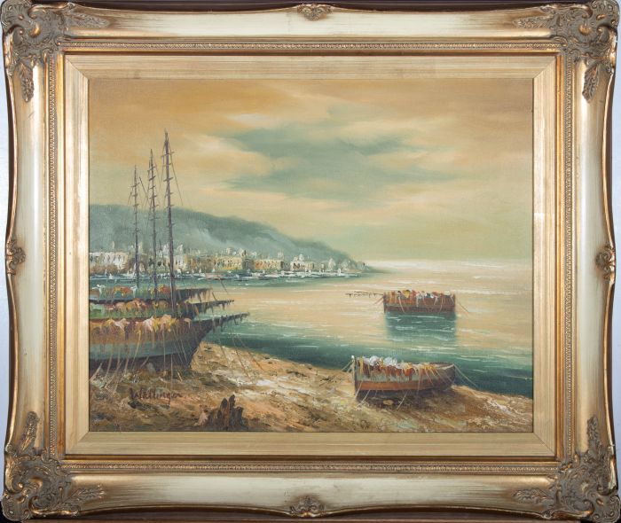Wallinger  - 20th Century Oil, Mediterranean Port Scene