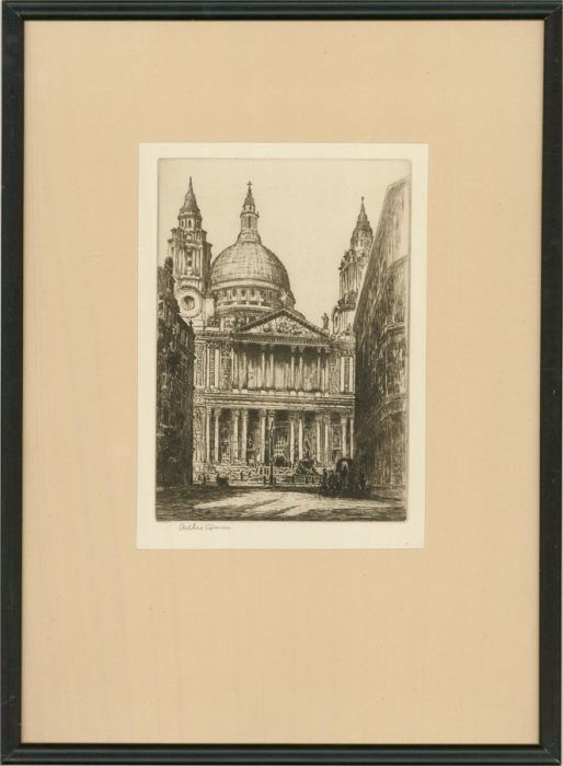Arthur Spencer  - Early 20th Century Etching, St. Paul's West Front