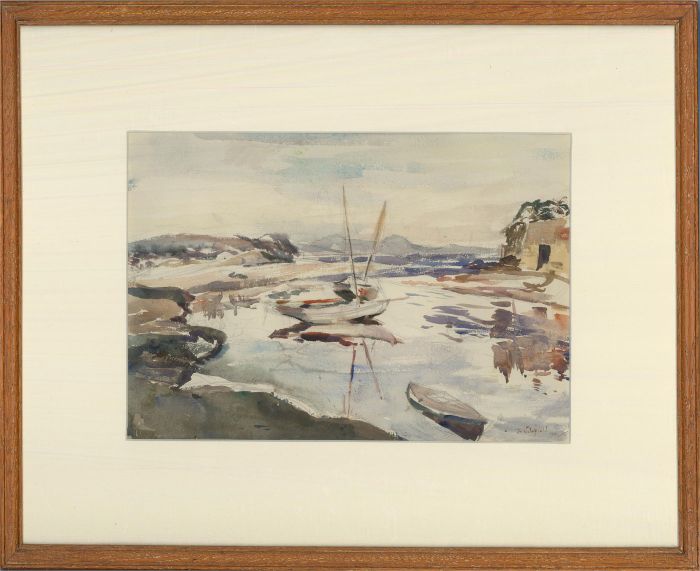 Framed 1933 Watercolour - Sailing Boats
