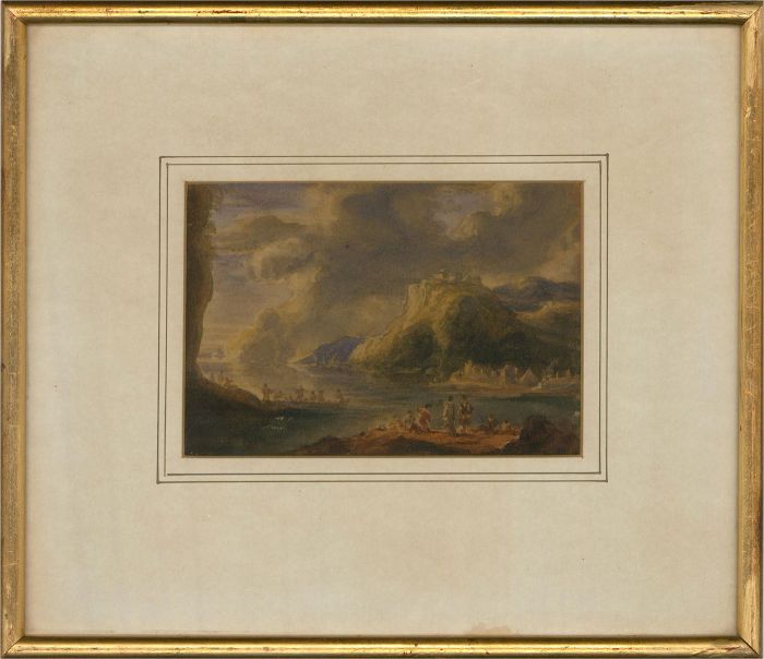 Attrib. George Gregor Delotz (1819-1879) - Watercolour, Dramatic Landscape