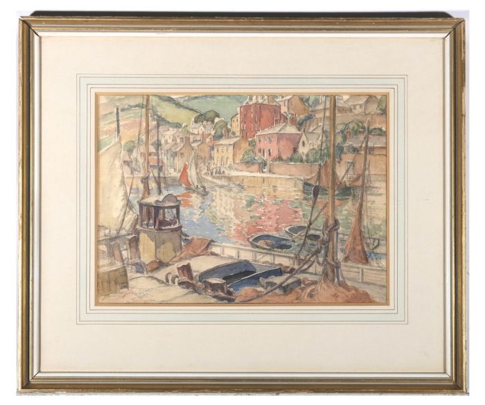 Mid 20th Century Watercolour - The Cornish Harbour