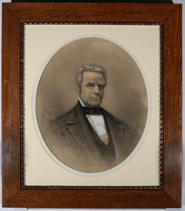 R. Falk - American School  19th Century Charcoal Drawing, Orlando Montague