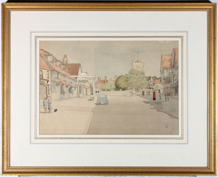 Sydney W. Starling (1889-1984) - Watercolour, View of Pinner High St.
