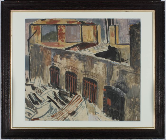 Framed Mid 20th Century Acrylic - Underground Waterway