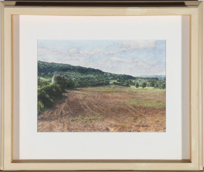 Peter Kellow - Framed Contemporary Watercolour, Brown Field, Nr. Bathampton Down
