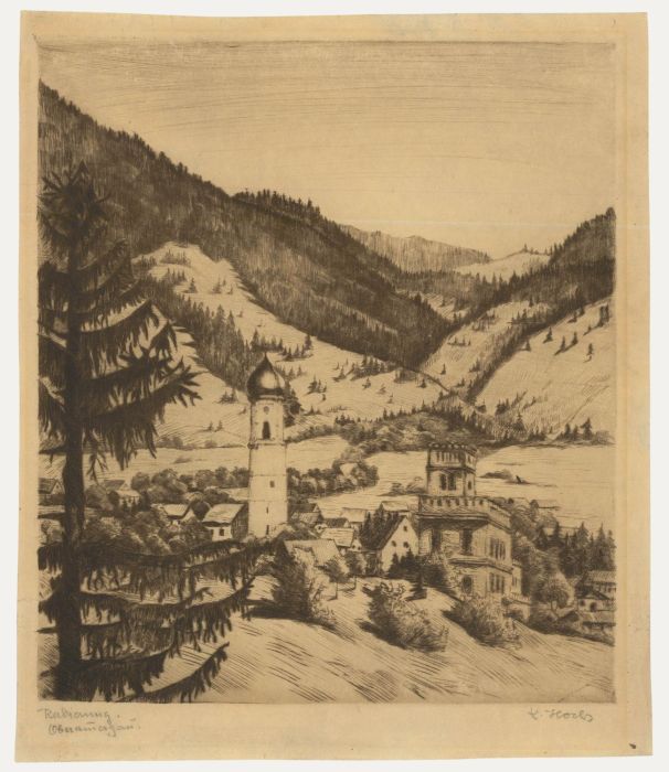 K. Flocks - Late 19th Century Etching, Oberammergau