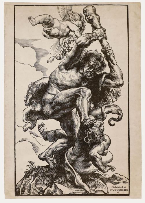 Jegher after Rubens - Woodcut, Hercules as Heroic Virtue Overcoming Discord