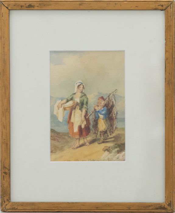 Framed 19th Century Watercolour - Washing the Sheets