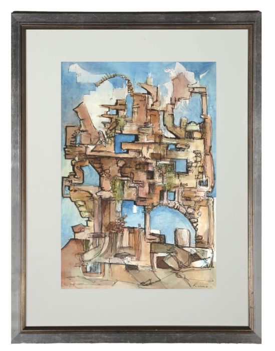 Keith J. Rice  - 1990 Watercolour, Ruins