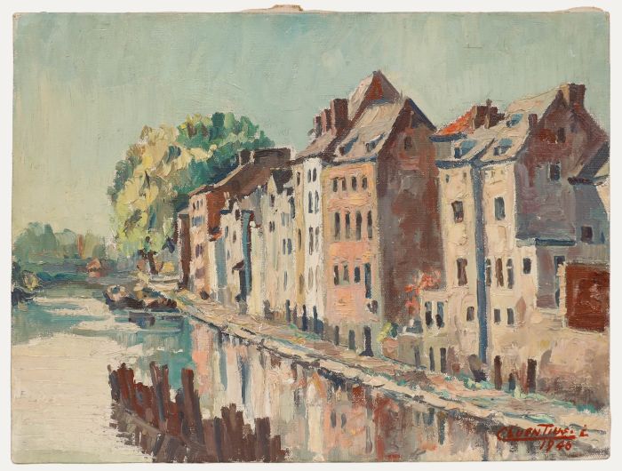 Léon Cluentius (b.1919) - 1946 Oil, Reflections in the River