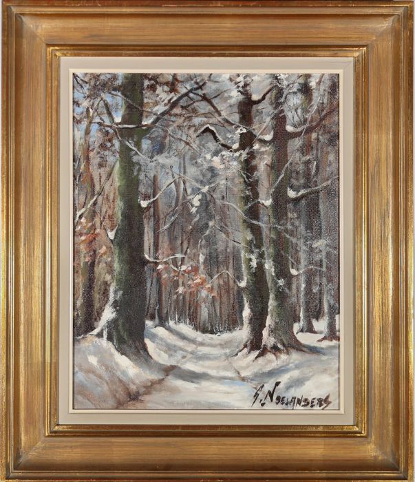 Gaston Noelanders (1910-1987) - Framed 20th Century Oil, Winter Avenue