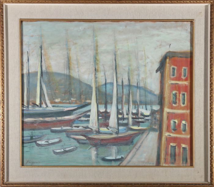 Luigi Frigerio (1873-1938) - Early 20th Century Gouache, Harbour Near Leyland