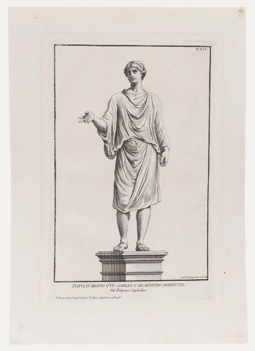 Sir Nicolas Dorigny (1658-1746) - 18th Century Etching, Statue of Camillo