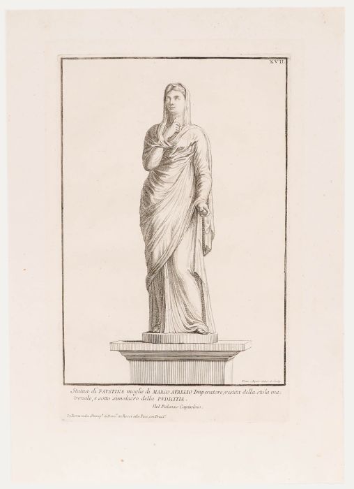 Sir Nicolas Dorigny (1658-1746) - Etching, Statue of Faustina the Younger