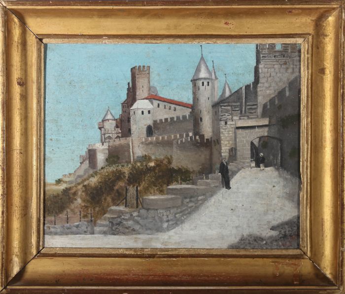 Early 20th Century Oil - Porte de l'Aude, Carcassonne