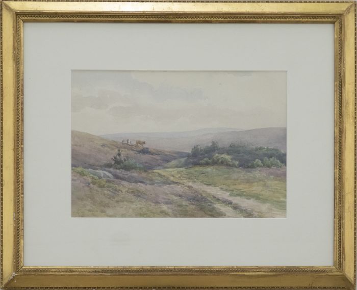 K. M. Broomhead - Framed Early 20th Century Watercolour, Landscape with Cattle