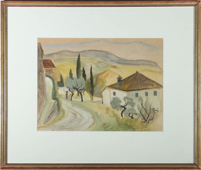 Inga Palmgren (1914-2008)  - Mid 20th Century Watercolour, Verdant Village