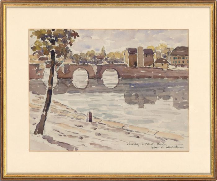 French School Mid 20th Century Watercolour - Bridge Over the River