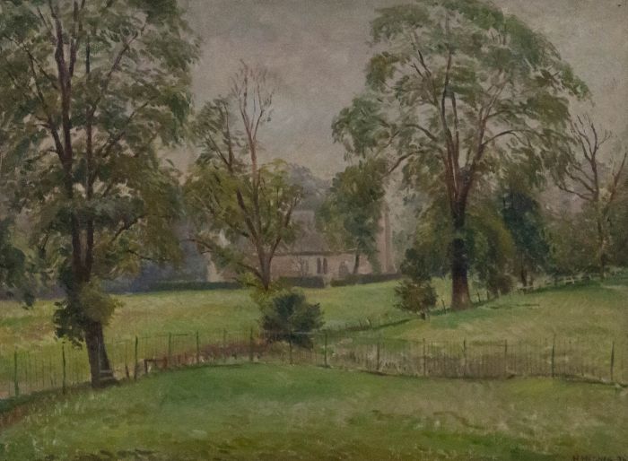 Hubert Hennes (b.1907) - 1935 Oil, The Churchyard