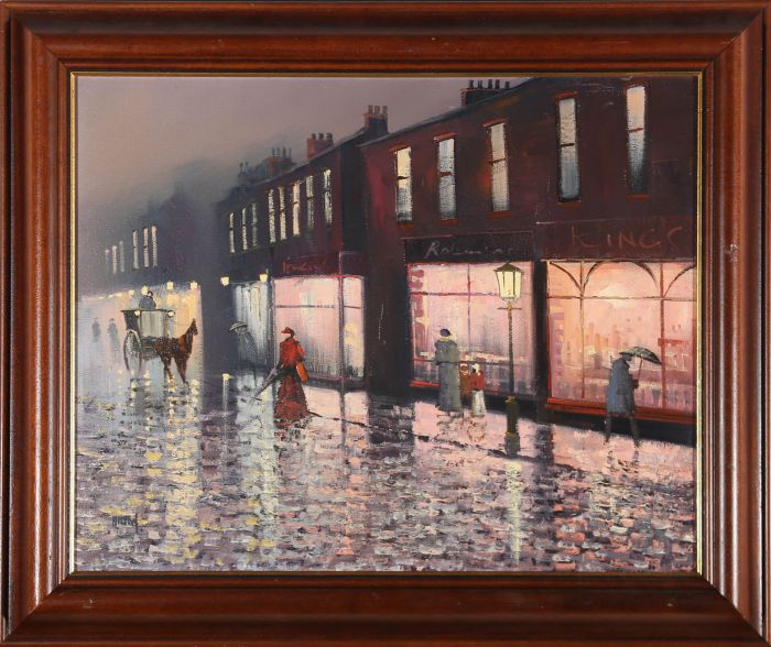 Barry  Hilton (b.1941) - Contemporary Oil, Edwardian Street Scene