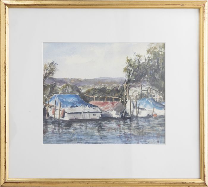 John Foster - Mid 20th Century Watercolour, Moorings in Wareham
