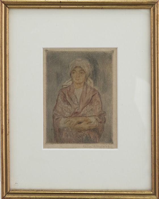 Valér Ferenczy (1885-1954) - Framed Hungarian School Etching, Lady with Shawl
