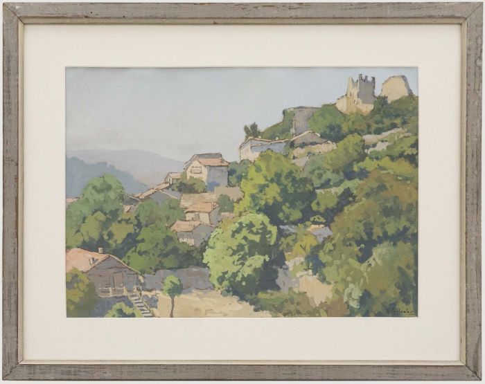 R. Coulombie - Framed French School Mid 20th Century Gouache, Bordeaux Hills