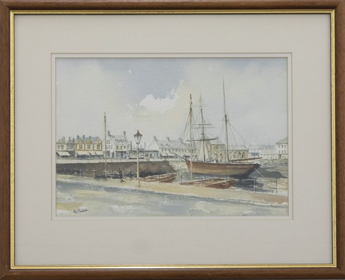 Eric Thompson - Contemporary Watercolour, St Sampsons Harbour from the Bridge