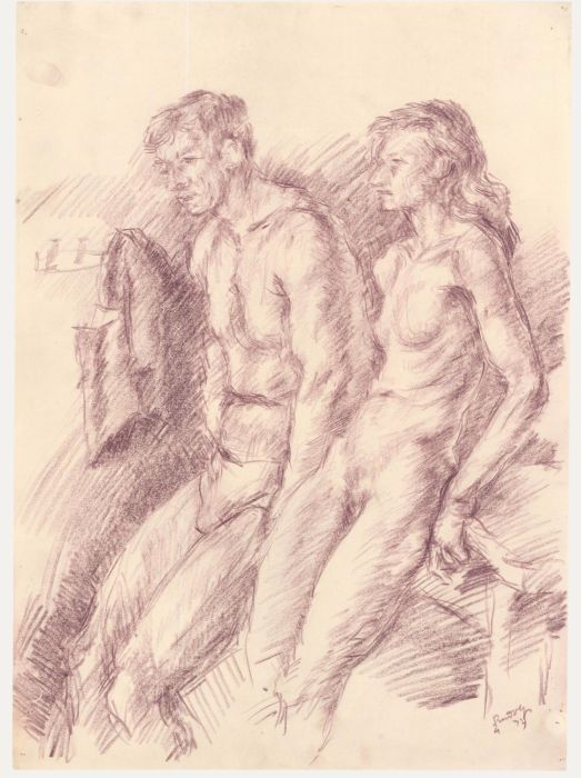 Francis Rudolph (1921-2005) - 1974 Graphite Drawing, The Couple