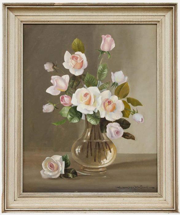 Alexander Wilson - Framed Mid 20th Century Oil, Vase of Roses