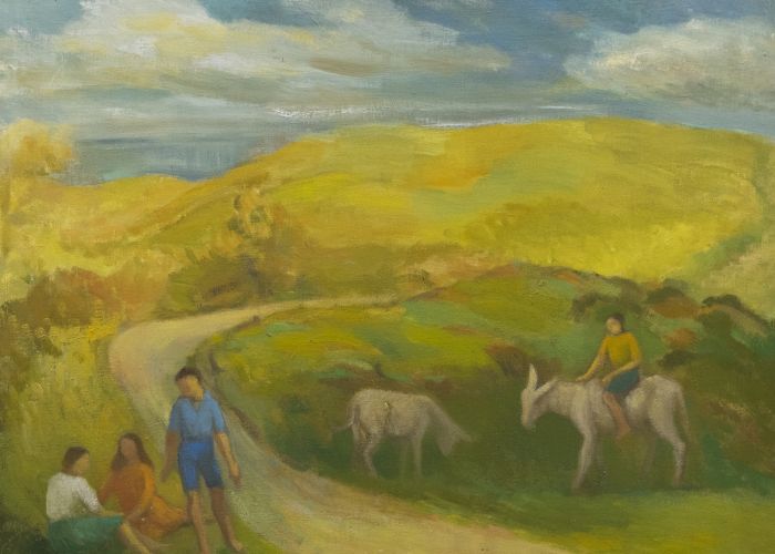 Double Sided Mid 20th Century Oil - Pliant Donkeys