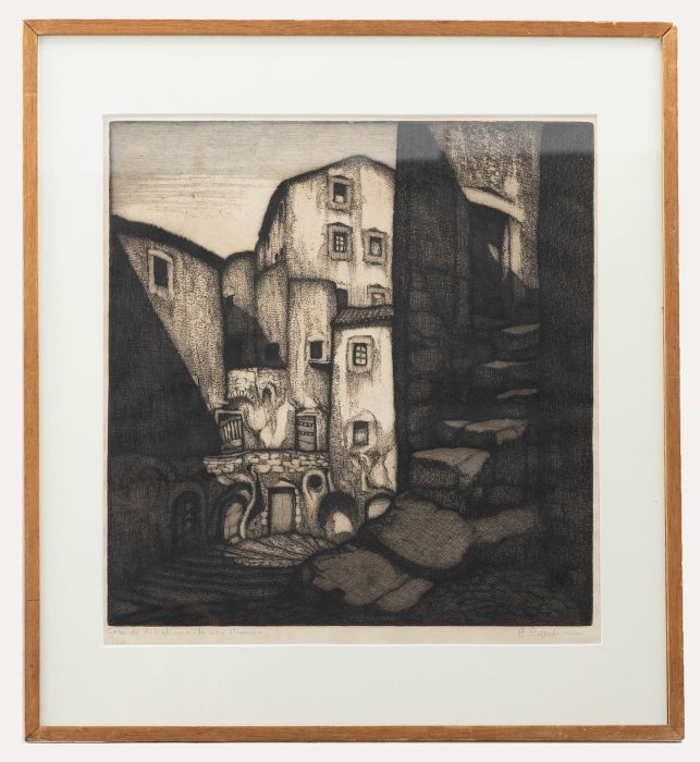 C. C.  - 20th Century Etching, Cafe di Pitigliano Tuscany