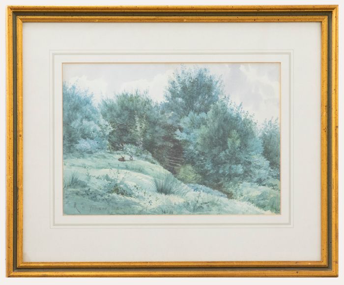 Robert Winchester Fraser (1848-1906) - Framed Watercolour, Rabbits in the Wild