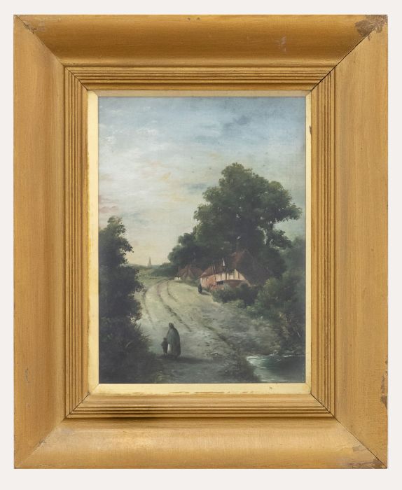 19th Century Oil - Road to the Village