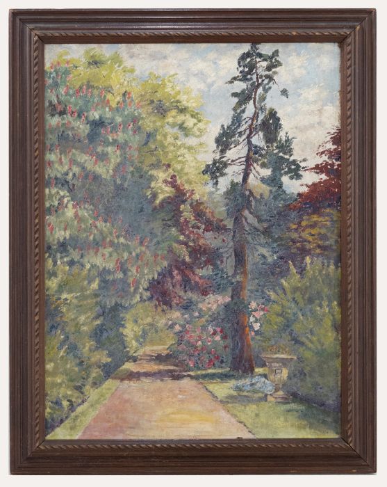 Framed Mid 20th Century Oil - Formal Gardens