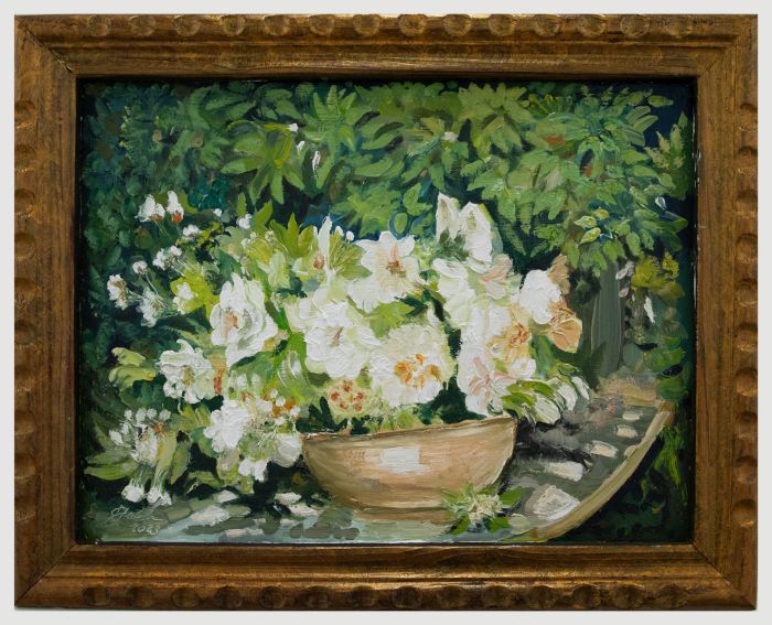 Clive Fredriksson - Framed Contemporary Acrylic, White Hellebores