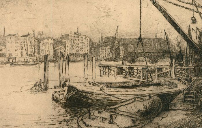 G. Keeling - Early 20th Century Etching, On the Thames