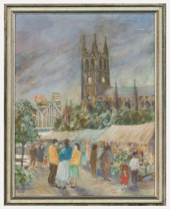Eileen E. Barnett - 1993 Oil, Market Day Stockport