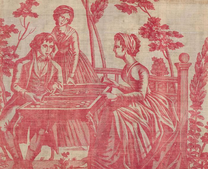 French Early 19th Century - Toile de Jouy Scene with Figures