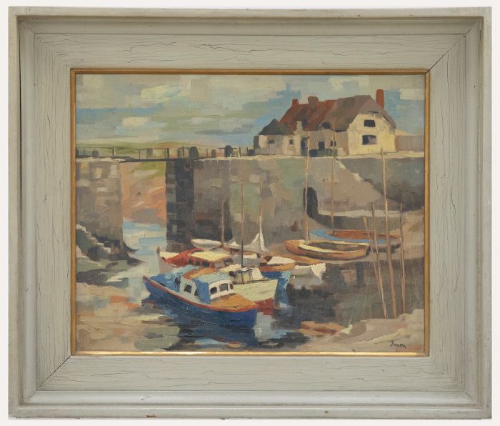 Tuson - Mid 20th Century Oil, The Harbour at Low Tide