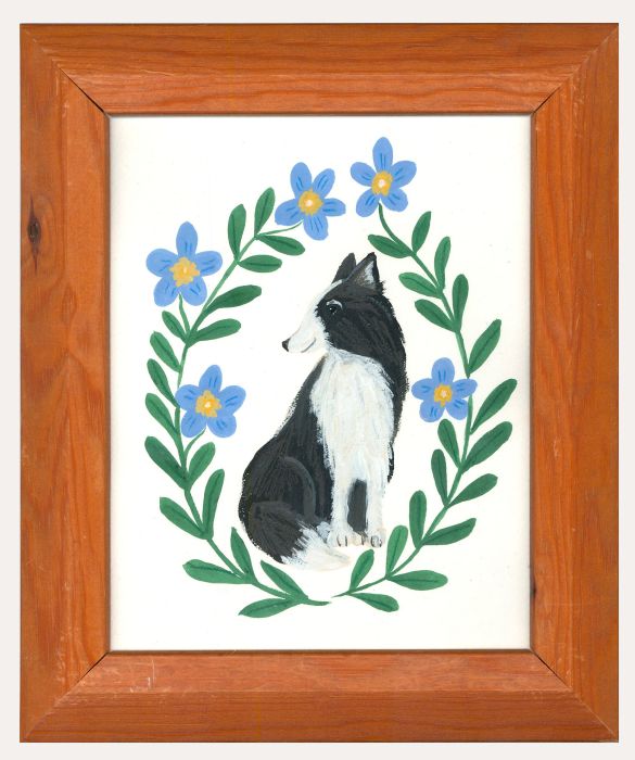 Jemma Jamie - Framed Contemporary Gouache, Border Collie