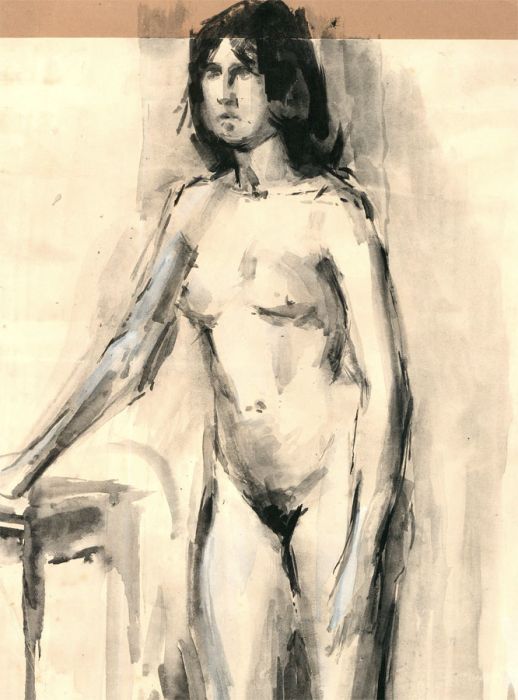 20th Century Watercolour - Standing Nude