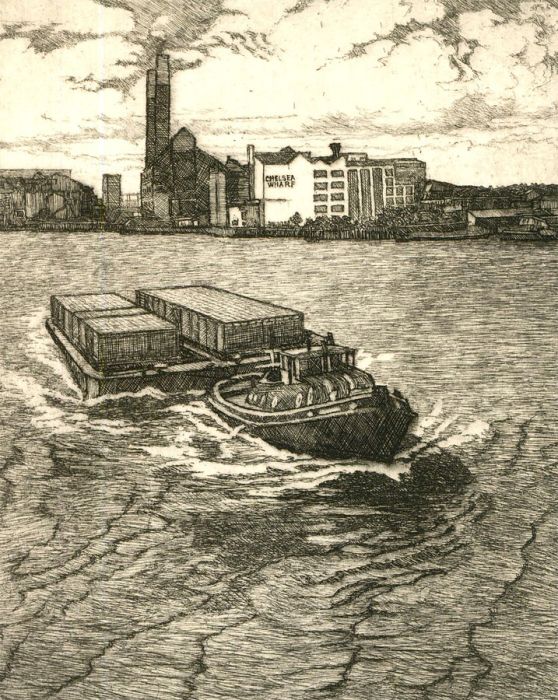 Melvyn Petterson (b.1947) - 1989 Etching, Chelsea Wharf