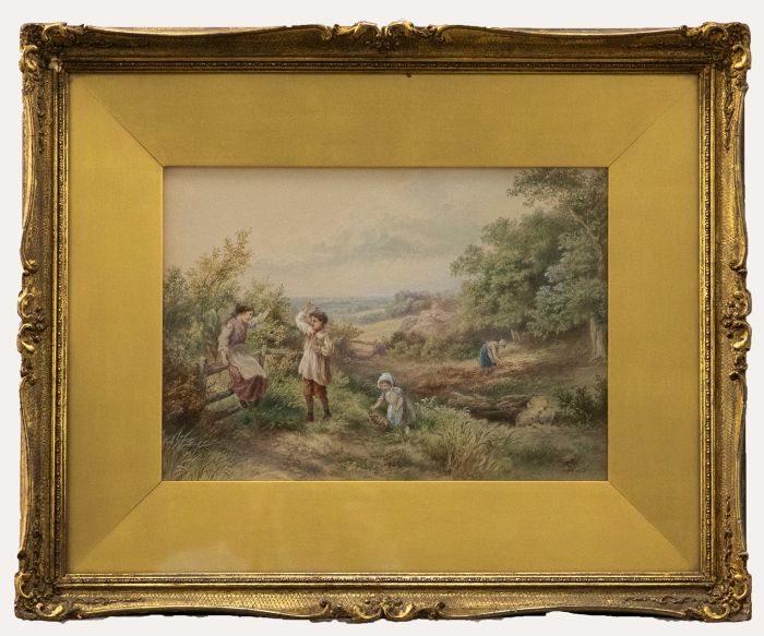Style of Myles Birket Foster - Watercolour, The Conkers Match