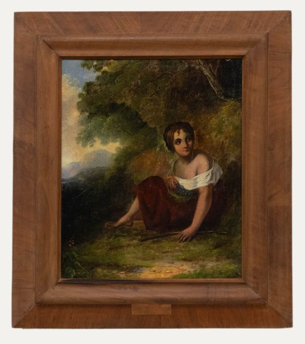 Fine 19th Century Oil - Girl in the Woods