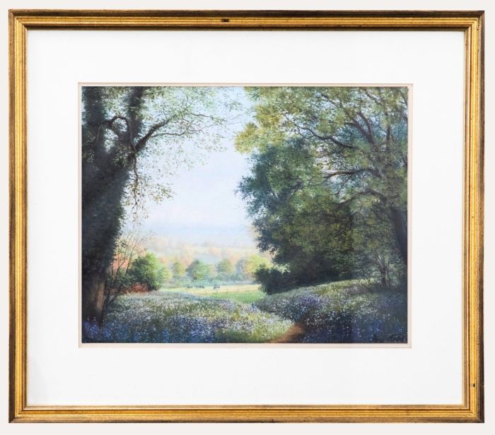 Joy Codd - Framed Contemporary Pastel, Bluebell Woods