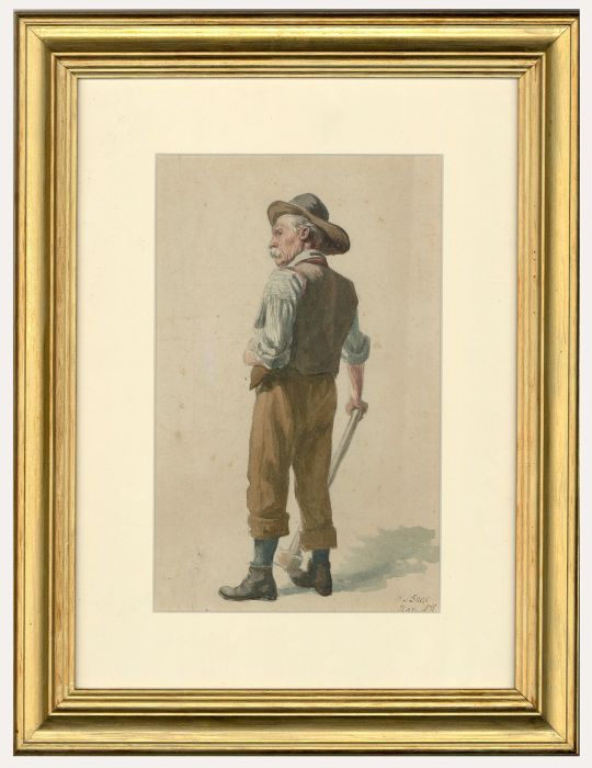 H.J Snell  - Framed Late 19th Century Watercolour, Ready with the Axe
