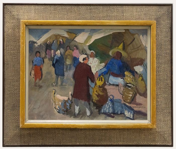 Axel Hamborn (1892-1987) - Mid 20th Century Oil, Village Market